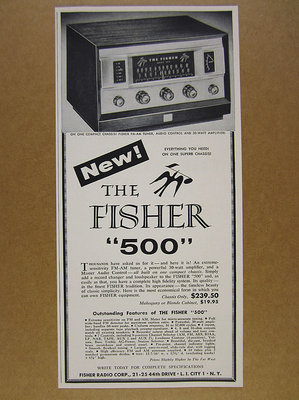 1957 Fisher 500 Receiver photo vintage print Ad-image