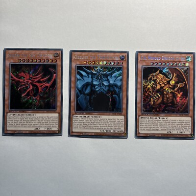 YUGIOH! Egyptian God Cards Slifer Obelisk Ra - SBCB-EN - 201 202 203 - NM/M!!-image