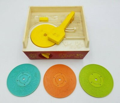 Vintage Fisher Price Music Box Record Player 995 3 Discs Classic Retro Kids Toy-image