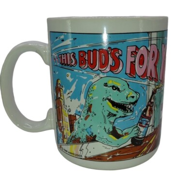 RARE This Bud's For You Godzilla 3D Budweiser 1988 Coffee Mug Cup Movie Theater-image