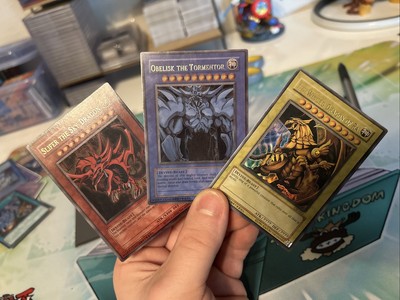Slifer the Sky Dragon (NM), Winged Ra (MP), Obelisk The Tormentor (LP) GBI READ-image
