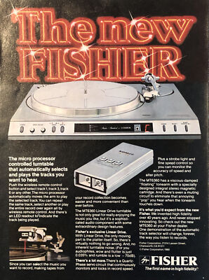 PRINT AD 1980 Fisher MT6360 Linear Drive Turntable New 1st Name In High Fidelity-image