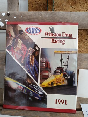 1991 NHRA WINSTON DRAG RACING SERIES LEATHER BOUND COFFEE TABLE EDITION YEARBOOK-image