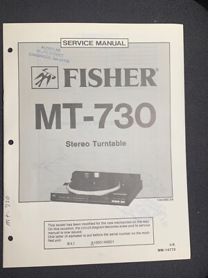 Fisher MT-730 Service Manual Stereo Turntable Original-image