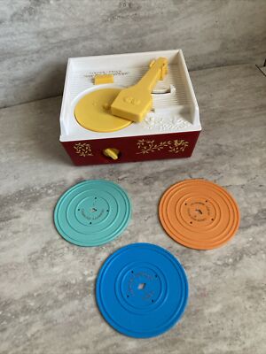 Fisher-Price Music Box Record Player W/ 3 Records. Tested & Working-image