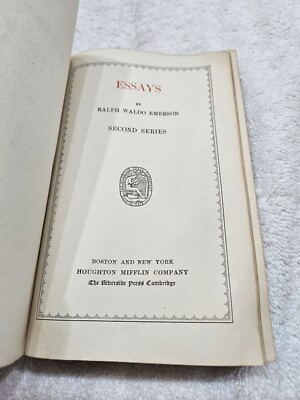 1876 Antique ESSAYS BY RALPH WALDO EMERSON Leather Book SECOND SERIES CAMBRIDGE-image