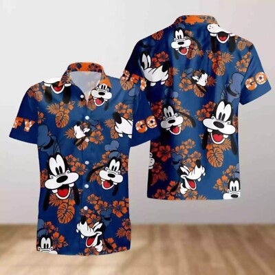 Cute Goofy Dog Hibiscus Flowers Aloha Summer Vacation Hawaiian Shirt -image