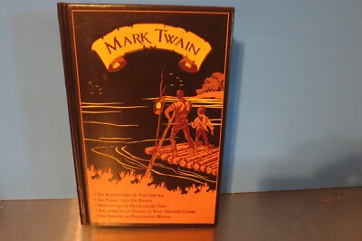 MARK TWAIN 5 NOVELS;  Tom Sawyer Huckleberry Finn +3 Leather Bound GILT EDGES-image