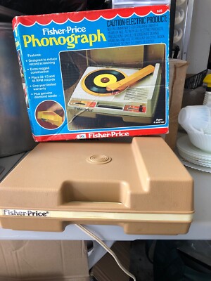Vtg Fisher Price Phonograph 825 W/ Original Box Works 33 45 Record Player-image