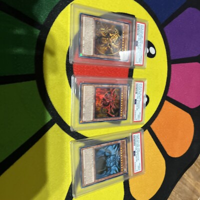 Winged Dragon Of Ra, Slifer The Sky Dragon, Obelisk Yugioh PSA 9 graded Lot LDK2-image