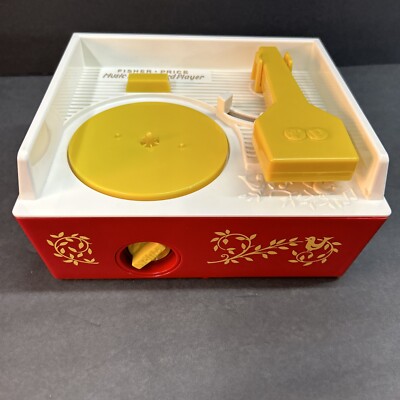 2014 Fisher Price Music Box Record Player Red Yellow Reproduction Classic Toy-image