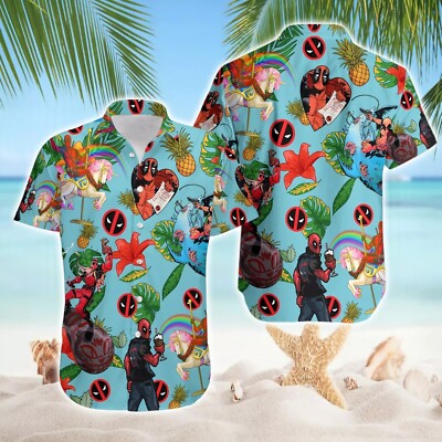 Deadpool Wade Wilson Pineapple Tropical Summer Vacation Hawaiian Shirt -image