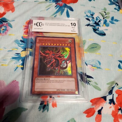 Slifer The Sky Dragon Graded Yugioh Card BCCG 10 Mint Or Better God Card-image
