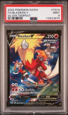 Pokemon TCG Blaziken V Silver Tempest Holo PSA Graded 9 Card-image