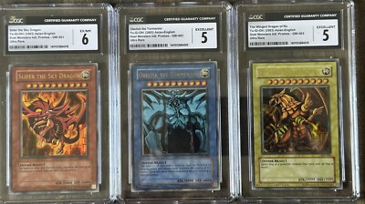 YUGIOH EGYPTIAN GODS CARDS ULTRA RARE PROMO GBI 001 002 003 EX/NM-image