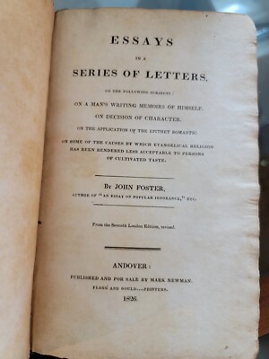 1826 Old Essays in a Series of Letters to a Friend Book JOHN FOSTER, 7th Edition-image