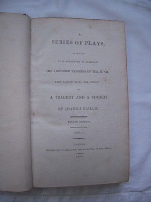 Joanna Baillie~A SERIES OF PLAYS VOLUME 1~1802~FOURTH EDITION~NICE COPY-image