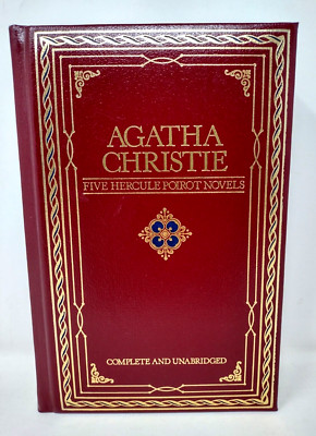 Five Hercule Poirot Novels Agatha Christie 1980 Chatham River Press Leather-image