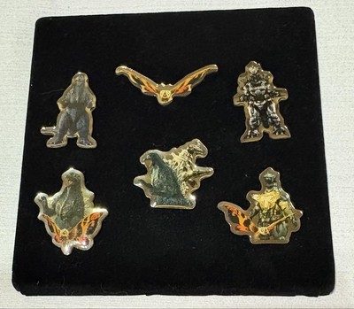 Godzilla Mothra Mechagodzilla Pins Set Tokyo SOS Plastic Case 6 Pieces Used-image