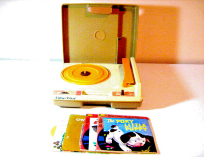 Vintage 1978 Fisher-Price 825 Record Player/Turntable with Five Kid's Records-image