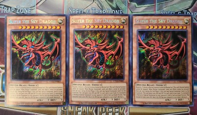 3x Yu-Gi-Oh! Slifer The Sky Dragon - CT13-EN001 - Secret Rare - Limited Playset-image