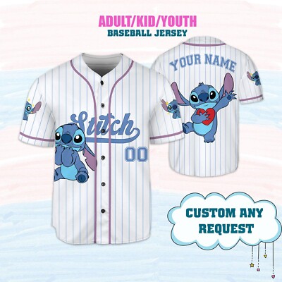 Custom Stitch And Angel Disney Baseball Jersey Couple Kid Men Women Gift NEW-image