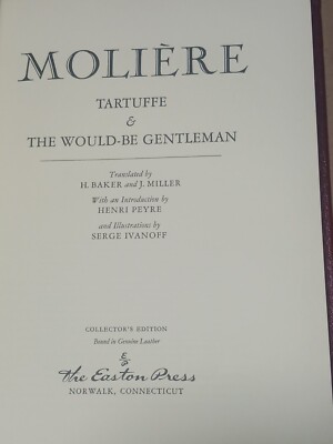 Easton Press Two Plays - Moliere 100 Greatest Series Genuine Leather 1980-image