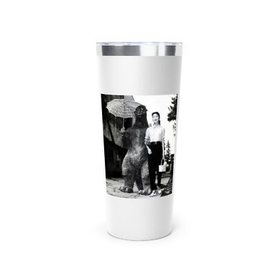 Lunch With Godzilla Fun Unique Bear & Girl Tumbler | Insulated Travel Mug -image
