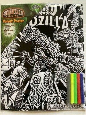 Godzilla Velvet Poster with Color Markers Measures 16x20 Rare Item (Case of 24) -image