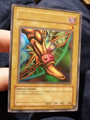 Yugioh Left Leg of the Forbidden One LOB-121 Wavy 1.5 Ultra Rare American Exodia-image