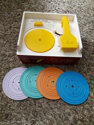 Fisher Price Music Record Player Retro 2010 Toy 1971 Replica W 4 Reconds. Works-image