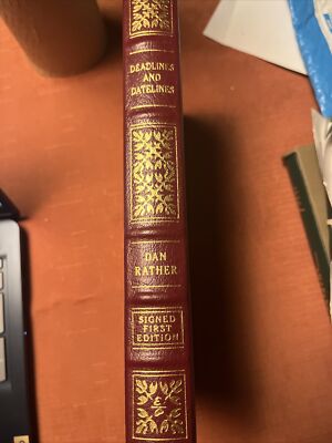 Deadlines and Datelines, Dan Rather, Easton Press, Signed, Leather Bound-image