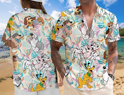 Cute Dog Characters Cartoon Dog Lovers Gift Tropical Summer Hawaiian Shirt -image