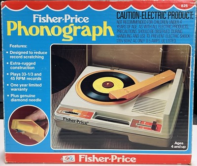 Vintage 1978 Fisher Price Record Player with original box #825 plays 33 45 RPM-image