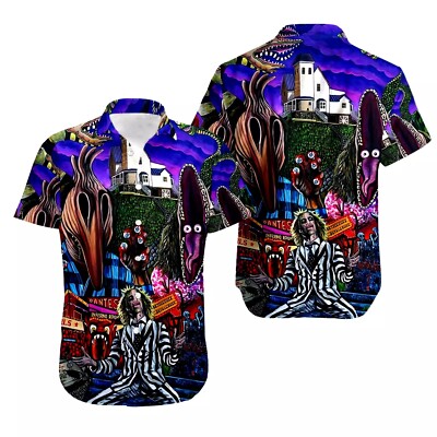 3D Horror Beetlejuice Unisex Tropical Hawaiian Shirt Size S-5xl, Halloween Shirt-image