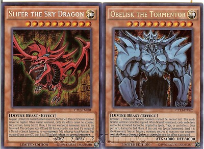 Yugioh Egyptian God Cards Slifer Sky Dragon Obelisk Tormentor - Secret Rare Set-image