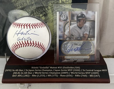 Matsui Signed Yankees Godzilla MLB Ball JSA COA & 2024 Topps Auto Card w/ Case-image
