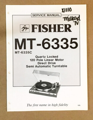 Fisher MT-6335 Record Player / Turntable Service Manual *Original*-image