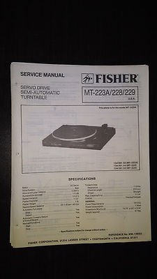 Fisher mt-223a 228 229 Service Manual original stereo turntable record player-image