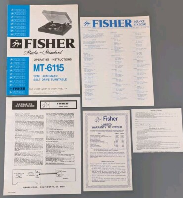 Fisher MT-6115 Record Player Turntable Owners Manual Operating Instructions 1979-image