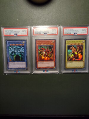 Yu-Gi-Oh! Egyptian God Card Set 2010 LC01 EN00 PSA 10 Gem Mint EVEN SEQUENTIAL -image