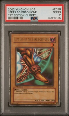 PSA 2 GOOD Left Leg of the forbidden one LOB-E098 1st Edition Yugioh LOB Exodia-image