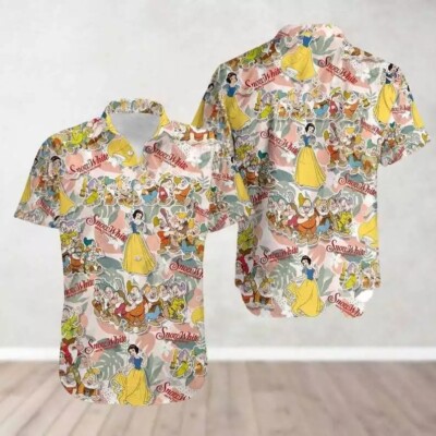 Enchanting Snow White And Seven Dwarfs Aloha Summer Hawaiian Shirt -image