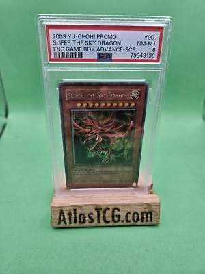 Yu-Gi-Oh GB1-001 Promo Slifer The Sky Dragon Gameboy Secret Rare PSA 8 Promo NM -image