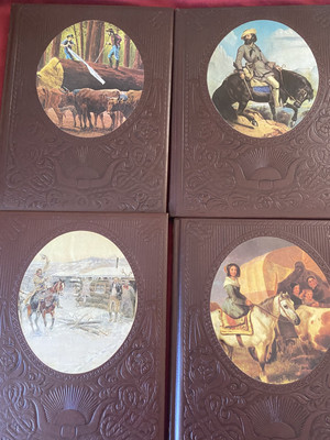 4 Vtg Time Life Old West Leatherette Books:Loggers/Trailblazers/Ranchers/Women-image