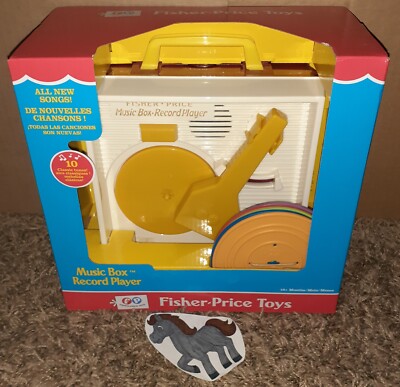 NEW 2021 FISHER PRICE MUSIC BOX RECORD PLAYER VTG STYLE PLAYS 10 CLASSIC SONGS-image