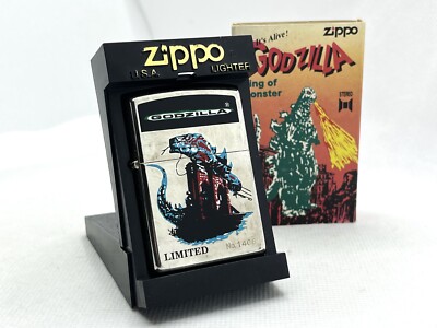 Auth ZIPPO 1998 Limited Edition GODZILLA Dynamic Model Lighter w Case No. 1466-image