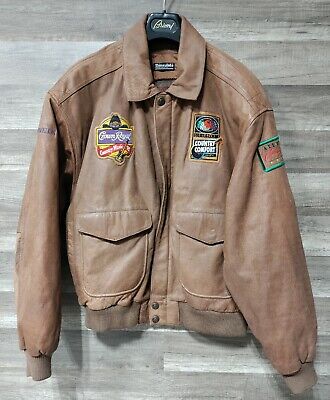 RARE 90s Vintage Adventure Bound Country Music Series Leather Jacket Size Medium-image