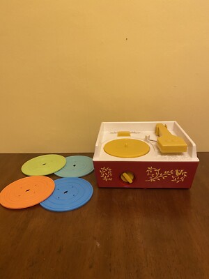 2014 Fisher Price Music Box Record Player w/ 4x Records *TESTED*-image