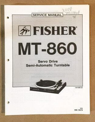 Fisher MT-860 Record Player / Turntable Service Manual *Original*-image